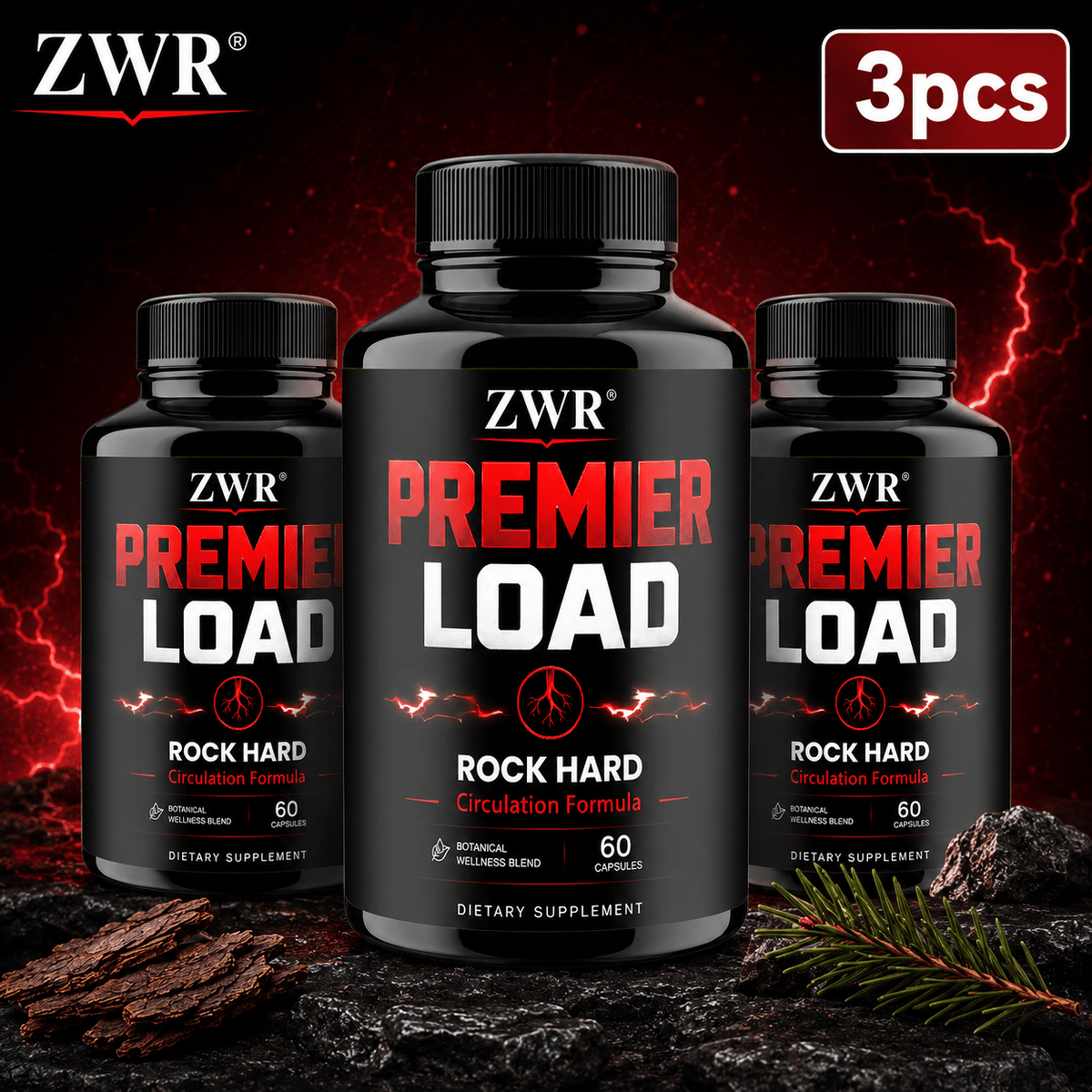 1PC/3PCS L-Arginine & Tribulus Supplement - with Zinc & Vitamin B6, Supports Men's Health & Natural Energy, 60ct