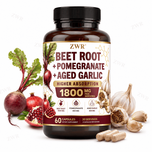 4Pcs Beet Root & Aged Garlic & Pomegranate Capsules - 1800mg Per Serving, Advanced Heart & Immune Complex, with Beet Root, Aged Garlic, Pomegranate, for Heart & Circulation Support & Quick Uptake, Great for Adults Over 18, 60 Capsules