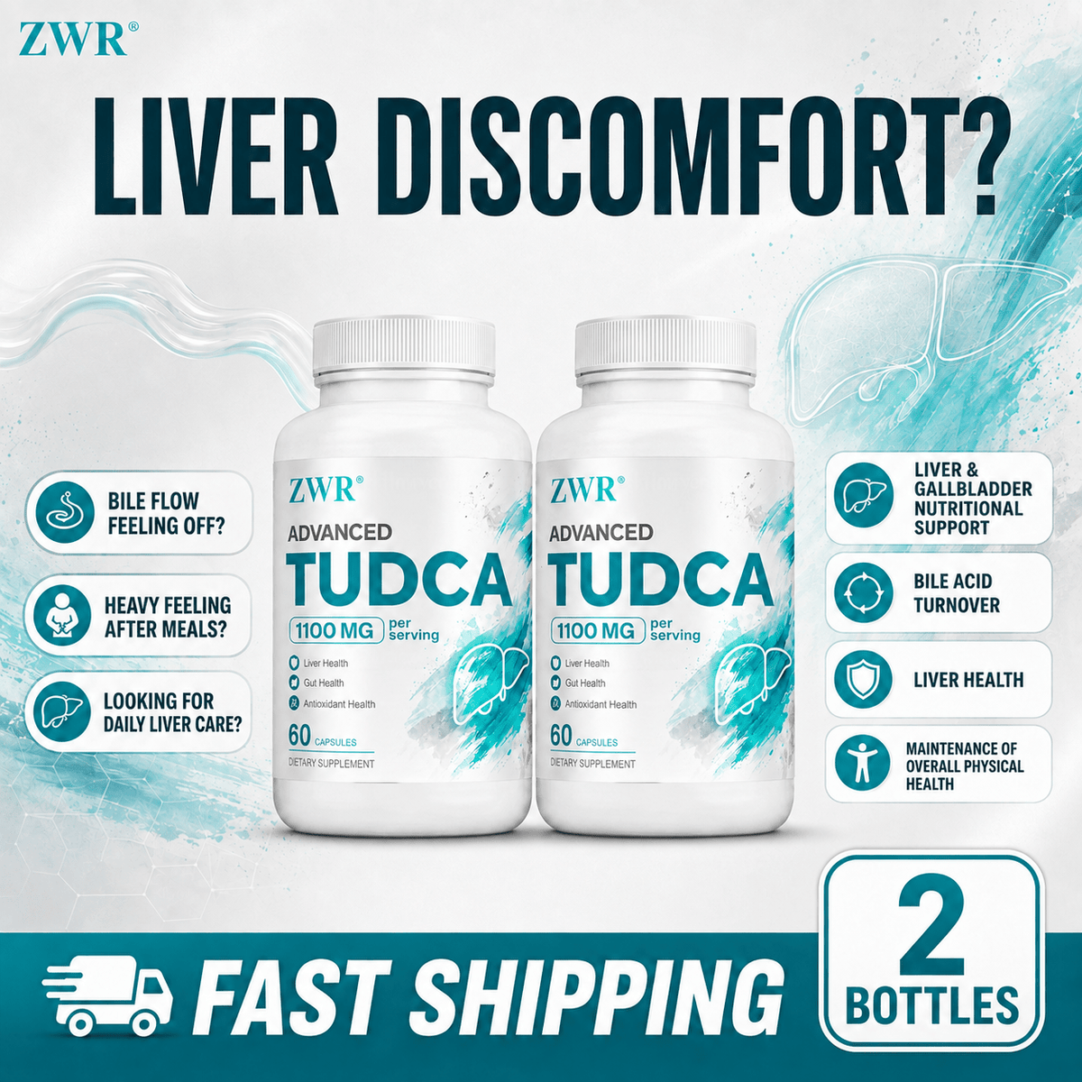 TUDCA Capsules liver and gallbladder nutritional support Bile acid turnover Liver health Maintenance of overall physical healthLiver Care Formula, Advanced TUDCA Blend with 1100mg Tauroursodeoxycholic Acid, 60 Capsules