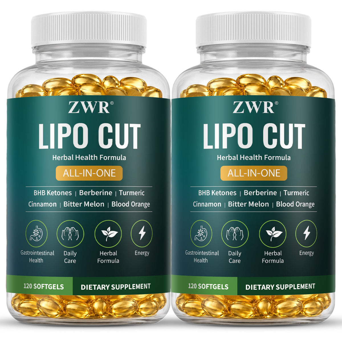 Lipo Cut 16-IN-1 Natural Softgels for Men & Women, BHB Ketones Blend, Berberine HCl, Turmeric, Cinnamon, Bitter Melon & Botanical Extract Formula, Supports Digestive Health and Carbohydrate Metabolism, Daily Wellness Supplement, 120 Softgels