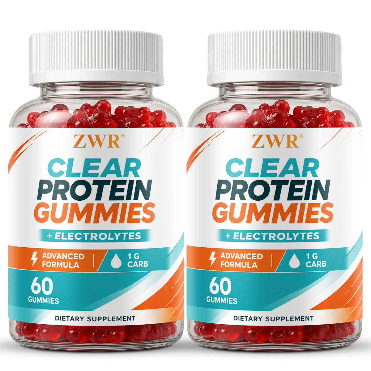 Clear Protein Gummies + Electrolytes, Active Lifestyle Supplement, with Magnesium, Zinc, Protein, Vitamins, for Energy Support & Muscle Comfort, Great for Morning Routine, 60 Gummies-1/2Pcs