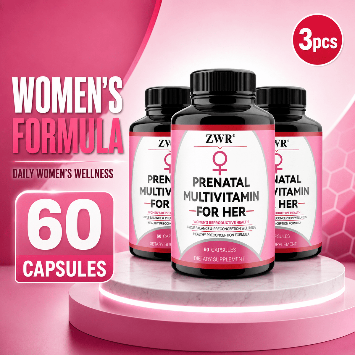 1/3pcsMultivitamin Mineral Capsules-500mg Myo-Inositol, 150mg Ashwagandha, 120mg Shatavari & 70mg Stinging Nettle Per Serving-Plus B Vitamins, Vitamin D3 4000IU, Iron, Zinc, Selenium & Chromium-Veggie Capsules-Supports Daily Wellness-60 Count