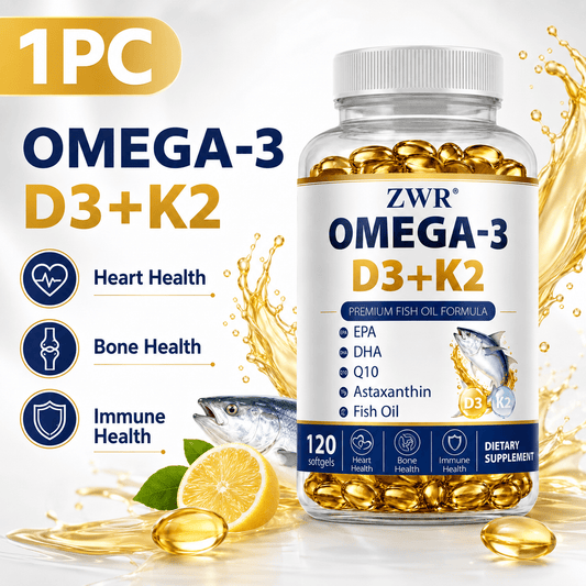 Omega-3 Fish Oil Formula, EPA DHA D3 K2 Q10 & Astaxanthin Softgels, Immune Health, Antioxidant, Heart and Brain Health