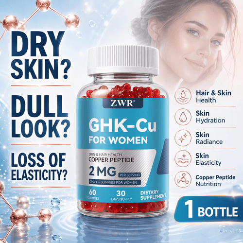 1 Bottle GHK-Cu For Women Gummies, 2mg Copper Peptide Per Serving, Hyaluronic Acid 300mg, Hair & Skin Health, Skin Hydration, Skin Radiance, Skin Elasticity, Copper Peptide Nutrition, 30 Days Supply
