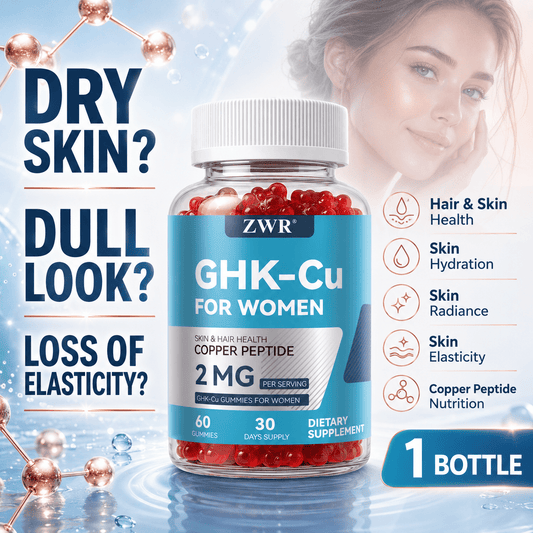 1 Bottle GHK-Cu For Women Gummies, 2mg Copper Peptide Per Serving, Hyaluronic Acid 300mg, Hair & Skin Health, Skin Hydration, Skin Radiance, Skin Elasticity, Copper Peptide Nutrition, 30 Days Supply