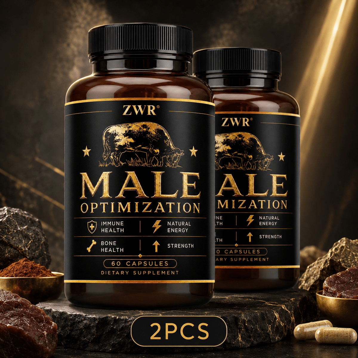 Men's Health Organ Complex Capsules, Bovine Testicle Liver Heart Prostate and Bone Marrow Formula, Nutrient Intake & Active Lifestyle Support