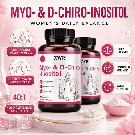Myo & D-Chiro Inositol Capsules for Women, 1800mg Myo-Inositol + 45mg D-Chiro-Inositol, Women's Daily Balance, Ovarian Wellness & Natural Cycle Support, 60 Capsules