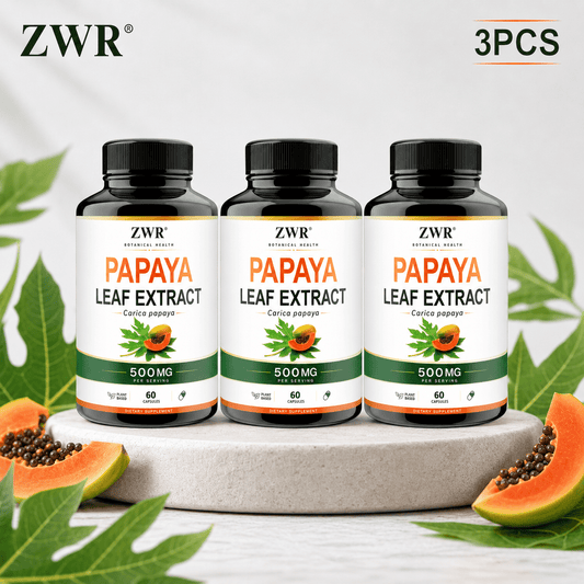 1/3PCS Papaya Leaf Extract Capsules 500mg (Carica Papaya Leaf), Pure Botanical Plant Formula in Vegetarian HPMC Capsules, Simple Daily Supplement, 60 Count Bottle