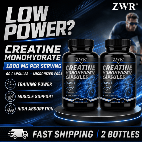 Creatine Monohydrate Capsules, 60 Count | 1, 800 mg Creatine Monohydrate per Serving | Single Sports Nutrition Formula | Muscle & Exercise Health