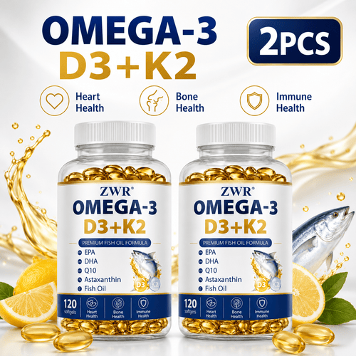 Omega-3 Fish Oil Formula, EPA DHA D3 K2 Q10 & Astaxanthin Softgels, Immune Health, Antioxidant, Heart and Brain Health