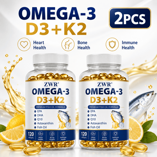 Omega-3 Fish Oil Formula, EPA DHA D3 K2 Q10 & Astaxanthin Softgels, Immune Health, Antioxidant, Heart and Brain Health