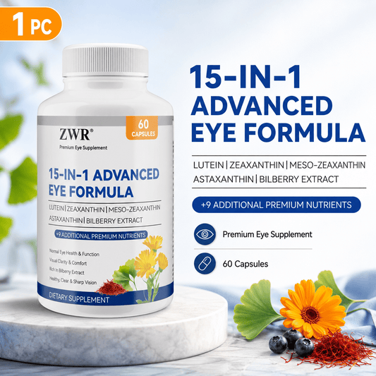 1 PC/ 3 PCS - Eye Wellness 15-in-1 Capsules - Lutein, Zeaxanthin & Bilberry for Daily Visual Support