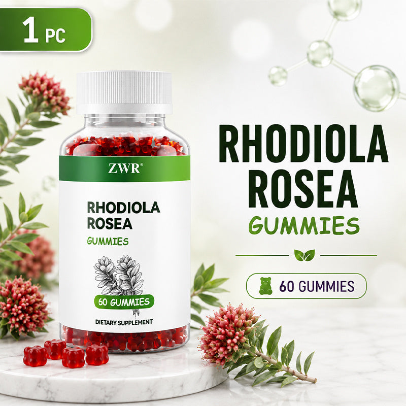 1PC 60-Count Rhodiola Rosea Gummies with 50:1 Root Extract in Sugar-Free Chewables with Pectin and Stevia for Daily Stress and Mood Balance