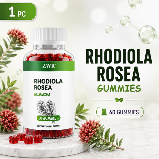 1PC 60-Count Rhodiola Rosea Gummies with 50:1 Root Extract in Sugar-Free Chewables with Pectin and Stevia for Daily Stress and Mood Balance