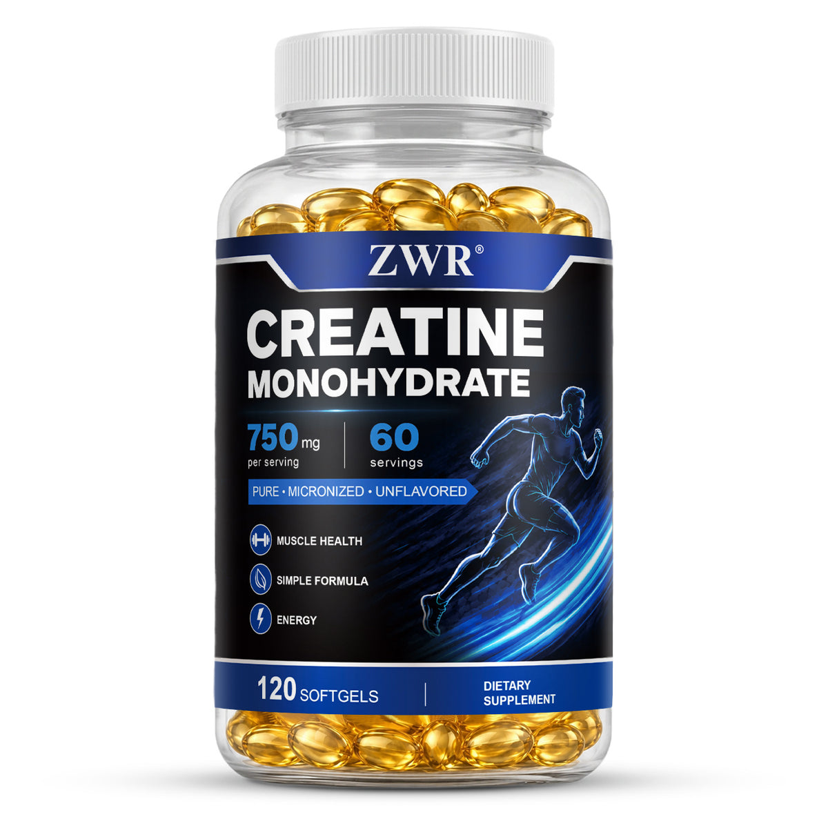 120 count Creatine Monohydrate Softgels, Daily Muscle Support, Positive Lift, Muscle Function, Active Energy, with Creatine, Great for Morning Routine, 120 Softgels