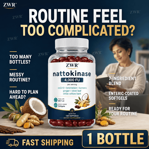 4, 000 FU Nattokinase Softgels for Circulation & Heart Health | CoQ10, Turmeric, Ginger, Olive Leaf, Bromelain and White Willow Bark | 40 Servings