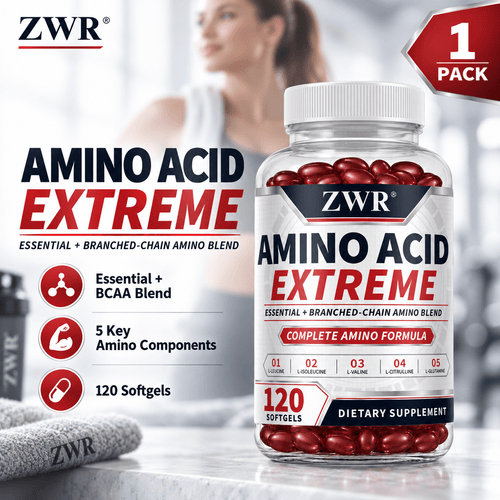 1PACK, ZWR Amino Acid Extreme Softgels, Essential & Branched-Chain Amino Blend, BCAA, L-Leucine, L-Isoleucine, L-Valine, L-Citrulline, Beta-Alanine, Daily Amino Nutrition