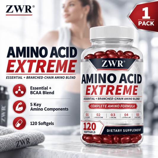 1PACK, ZWR Amino Acid Extreme Softgels, Essential & Branched-Chain Amino Blend, BCAA, L-Leucine, L-Isoleucine, L-Valine, L-Citrulline, Beta-Alanine, Daily Amino Nutrition